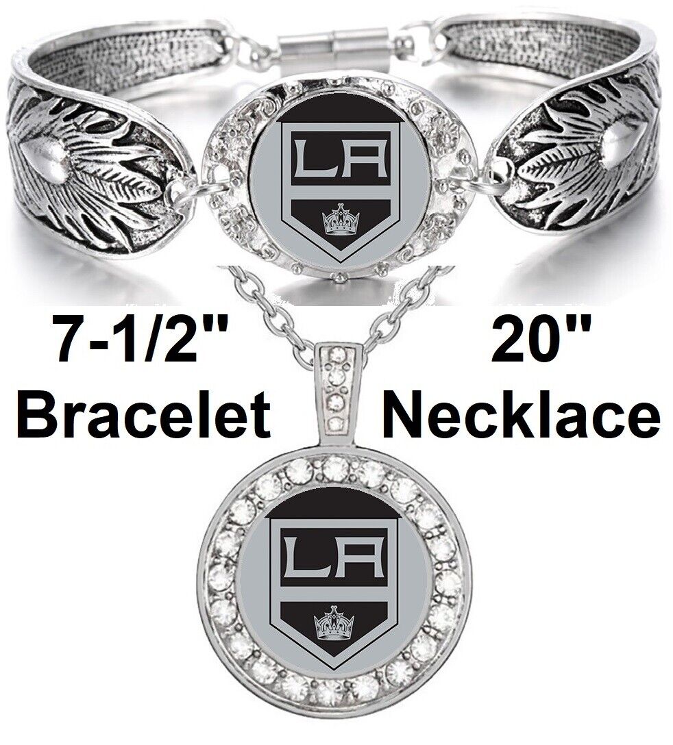 Special Los Angeles Kings Womens Sterling Silver Necklace With Bracelet D3D18