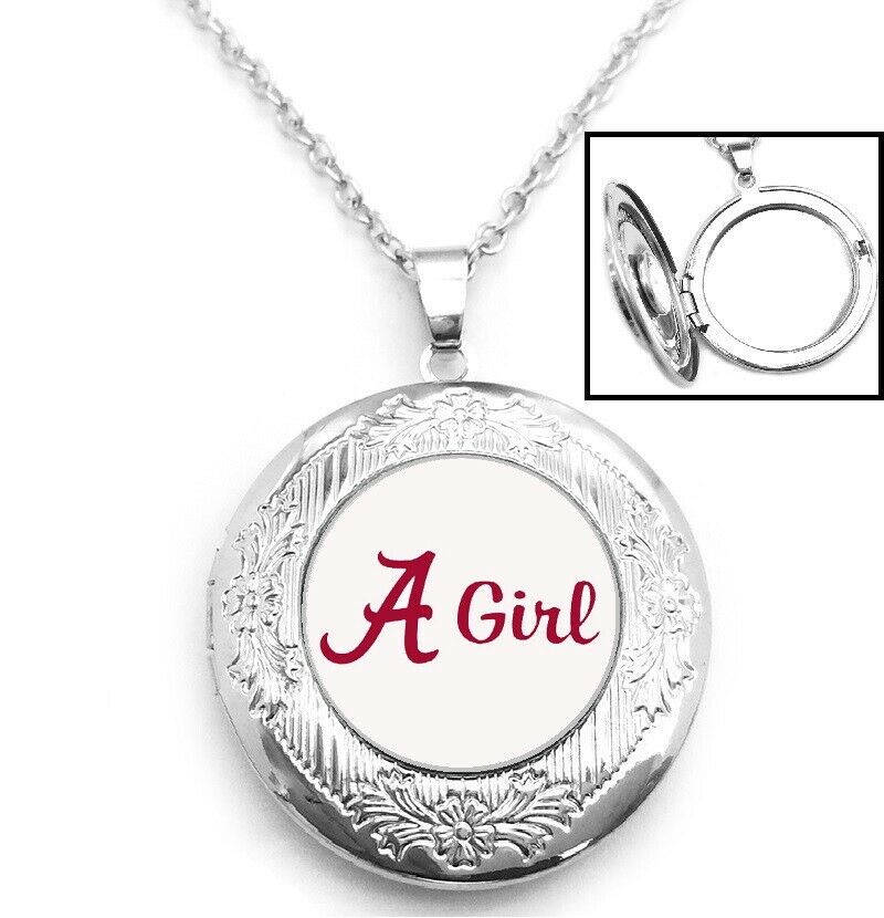 Alabama A Girls Crimson Tide Womens Sterling Silver Necklace, Locket Gift D16S