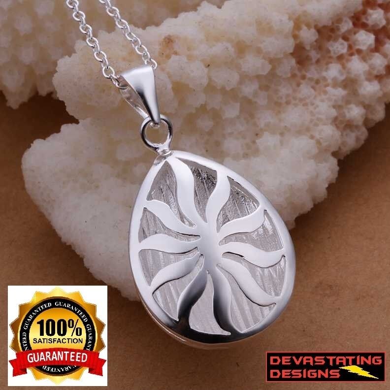 925 Sterling Silver Necklace Womens With Sun Opulent Pendant + GiftPlg D274