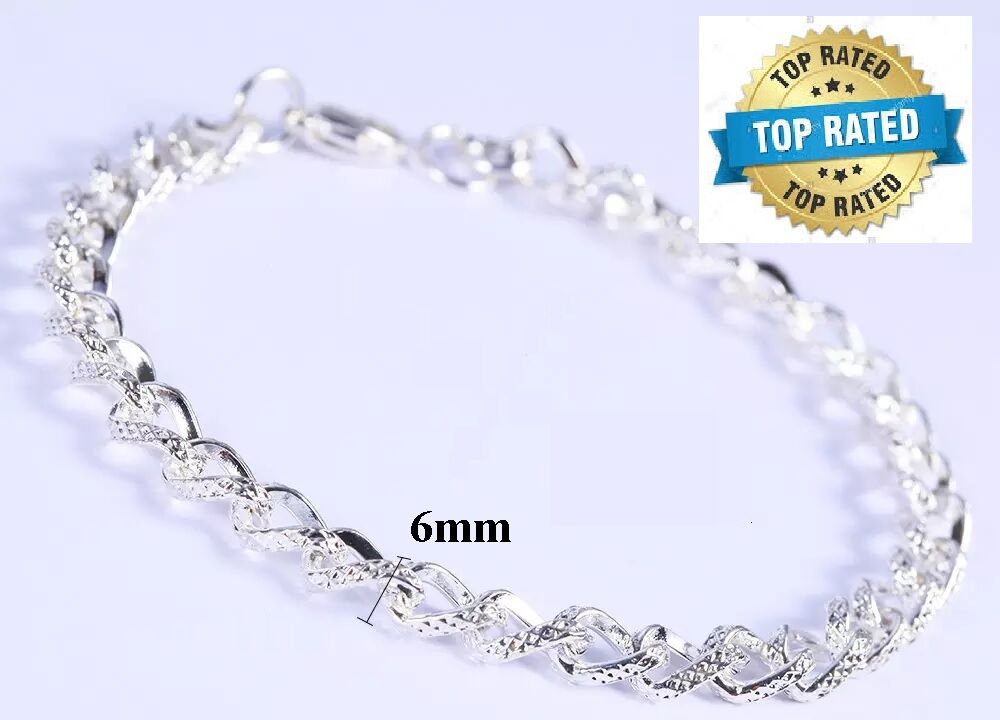Mother's Day 925 Sterling Silver Linked Chain Women's Elegant Bracelet D174
