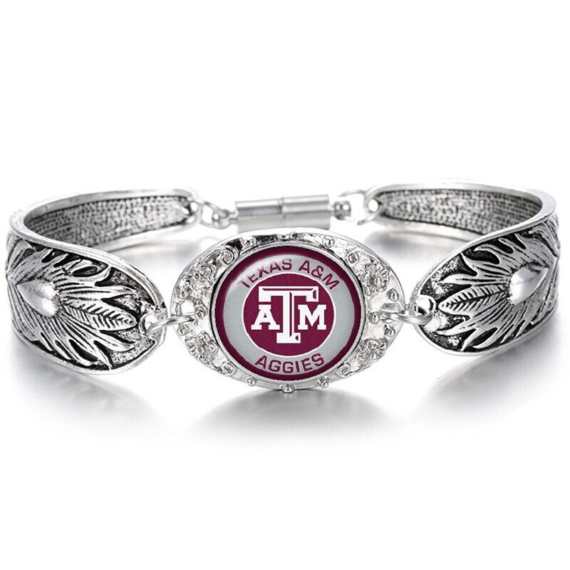 Texas A&M Aggies Women'S Sterling Silver Bracelet College Football Gift D3