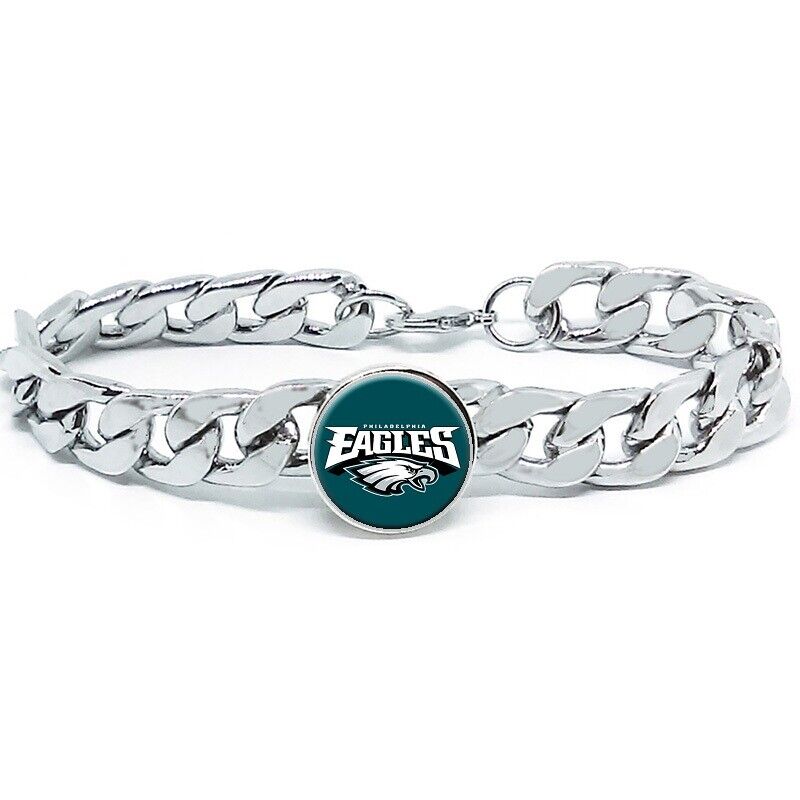 New Philadelphia Eagles Silver Mens Curb Link Chain Bracelet Football Gift D4