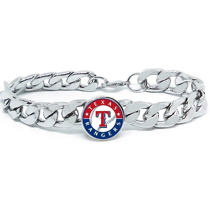 Texas Rangers Stainless Mens Womens Link Chain Bracelet Baseball Gift D4