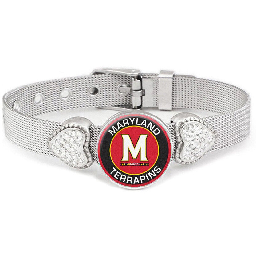 University Of Maryland Terrapins Womens Adjust Silver Bracelet Jewelry Gift D26