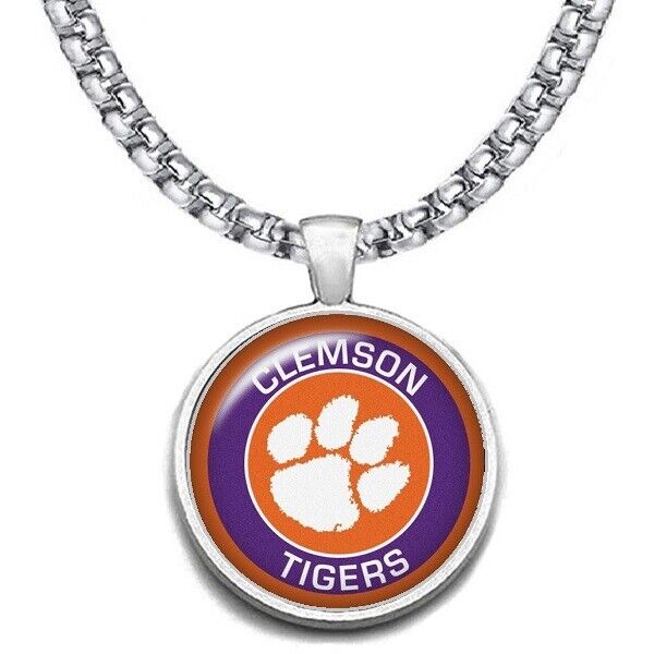 Large Clemson Tigers 24" Chain Stainless Steel Pendant Necklace Free Ship' D30