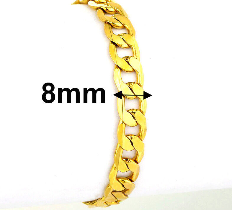 18k Yellow Gold Women's Mens Bracelet Style Link Chain wGiftPkg D631J