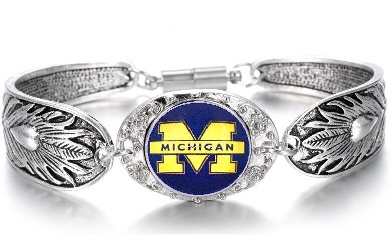 Michigan Wolverines 925 Sterling Silver Necklace And Bracelet Set State D3D18