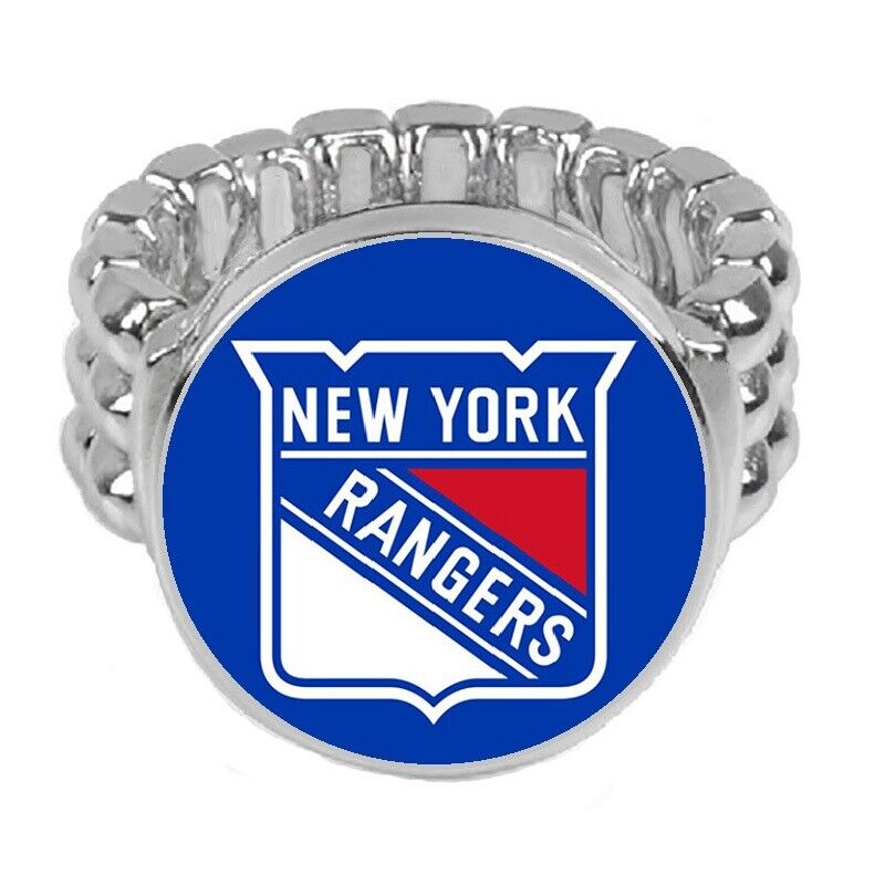 New York Ny Rangers Mens Womens Silver Fan Ring Fits All D2