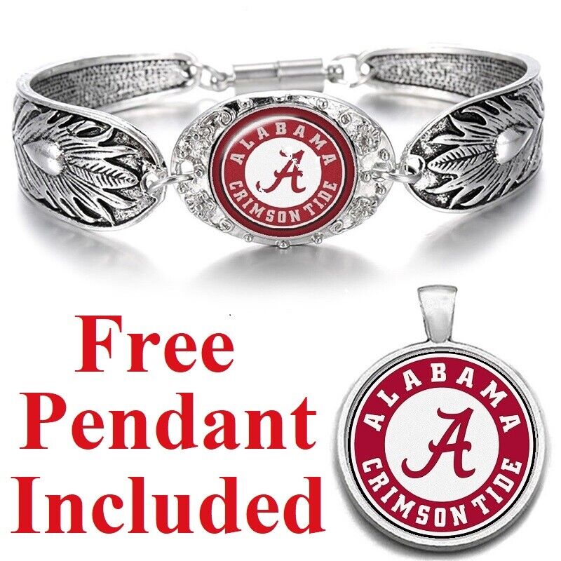 University Alabama Crimson Tide Womens Elegant Silver Bracelet Jewelry Gift D3