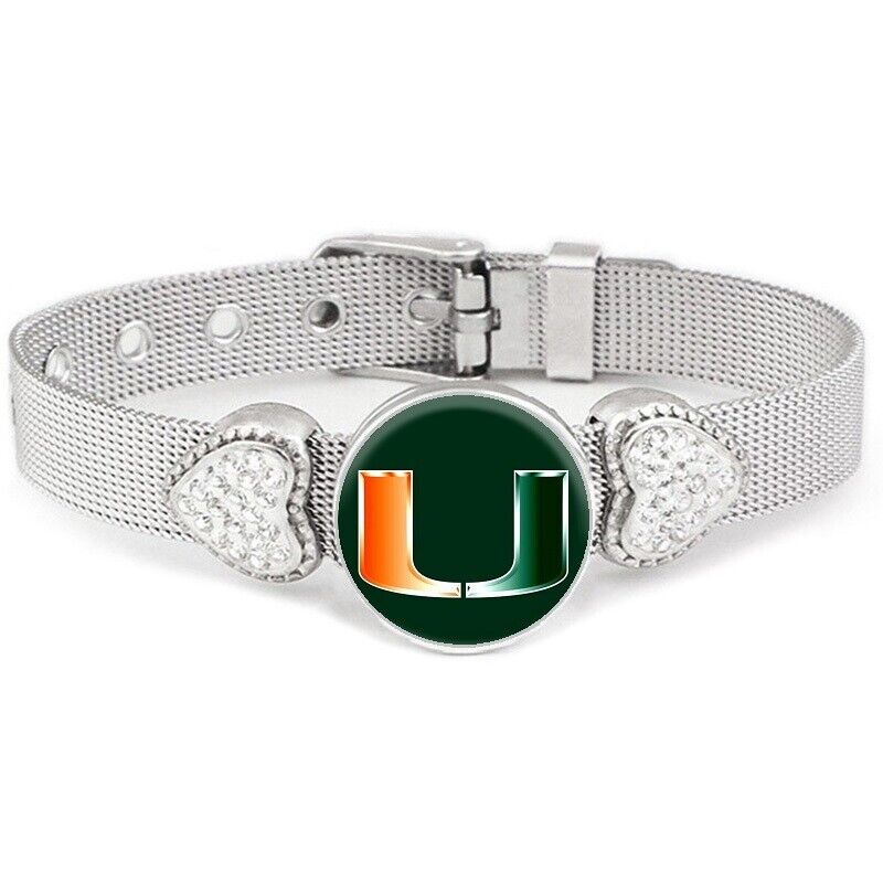 University Of Miami Hurricanes Womens Adjust. Silver Bracelet Jewelry Gift D26