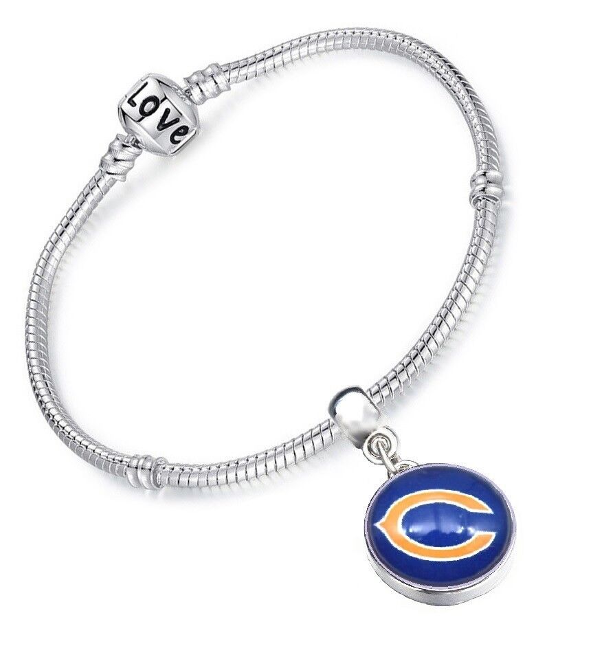 Chicago Bears Womens Sterling Silver Snake Link Bracelet Football Gift D13