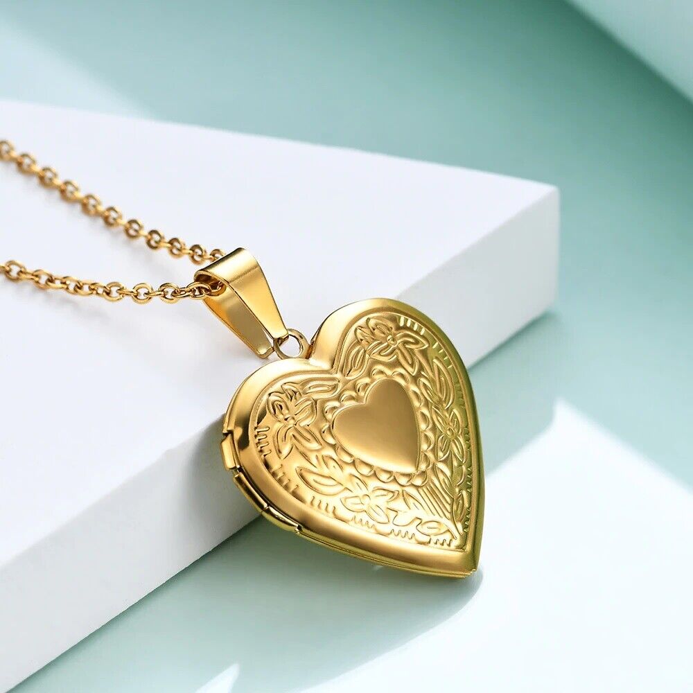 14k Yellow Gold Filled Women's 18" Necklace And Photo Locket Pendant D869