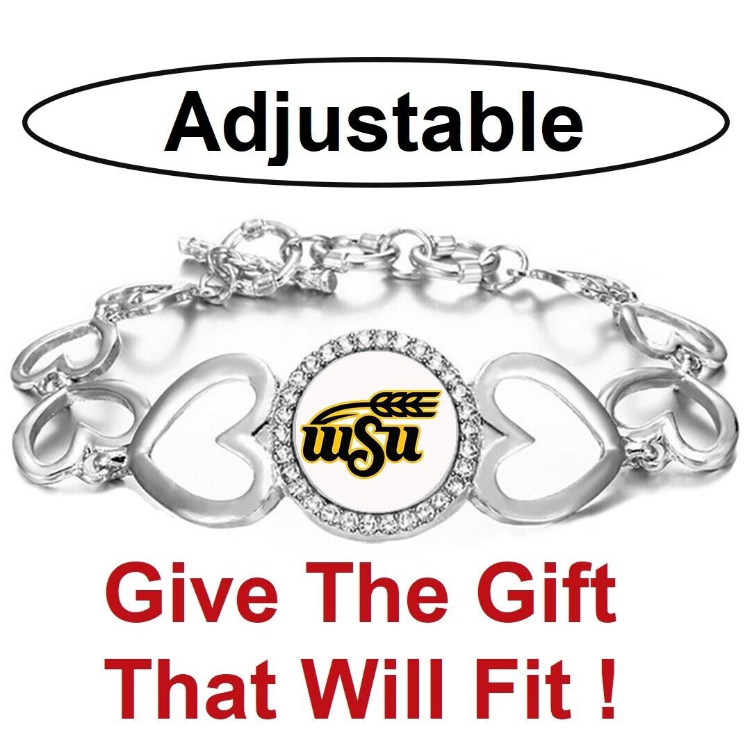 Wsu Wichita State Shockers Womens Silver Link Bracelet W Gift Pkg D27