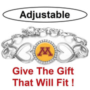 University Minnesota Golden Gophers Womens Silver Heart Bracelet W Gift Pkg D27