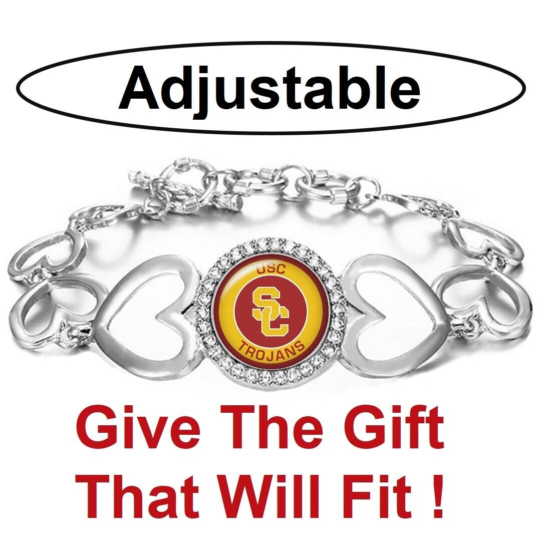 Usc Sc Trojans Womens Silver Link Bracelet W Gift Pkg D27