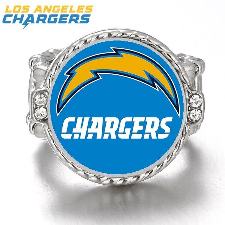 San Diego Chargers Silver Women'S Crystal Accent Football Ring W Gift Pkg D12