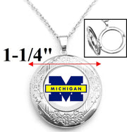 Michigan Wolverines Women Sterling Silver Link Chain Necklace Locket Jewelry D16