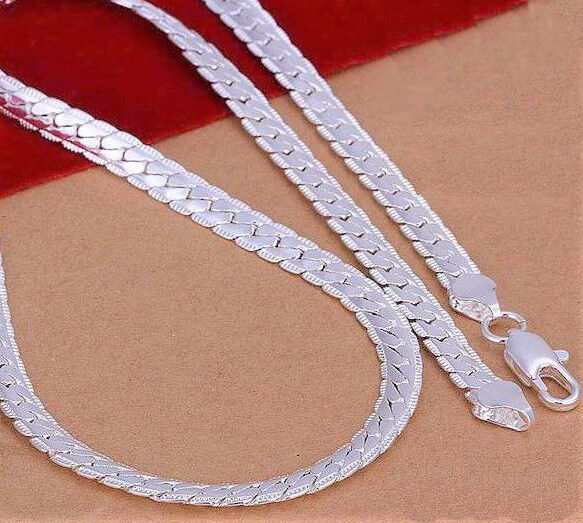 925 Sterling Silver Necklace Womens Curb Link Snake Chain D543G