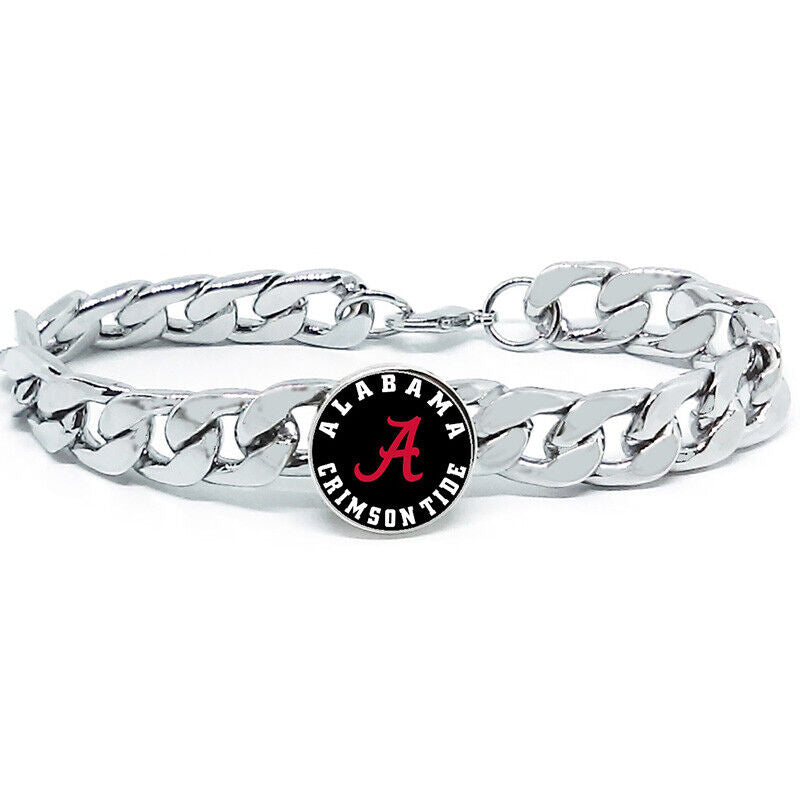 Black Alabama Crimson Tide Mens 8" Link Chain Bracelet Jewelry Gift D4