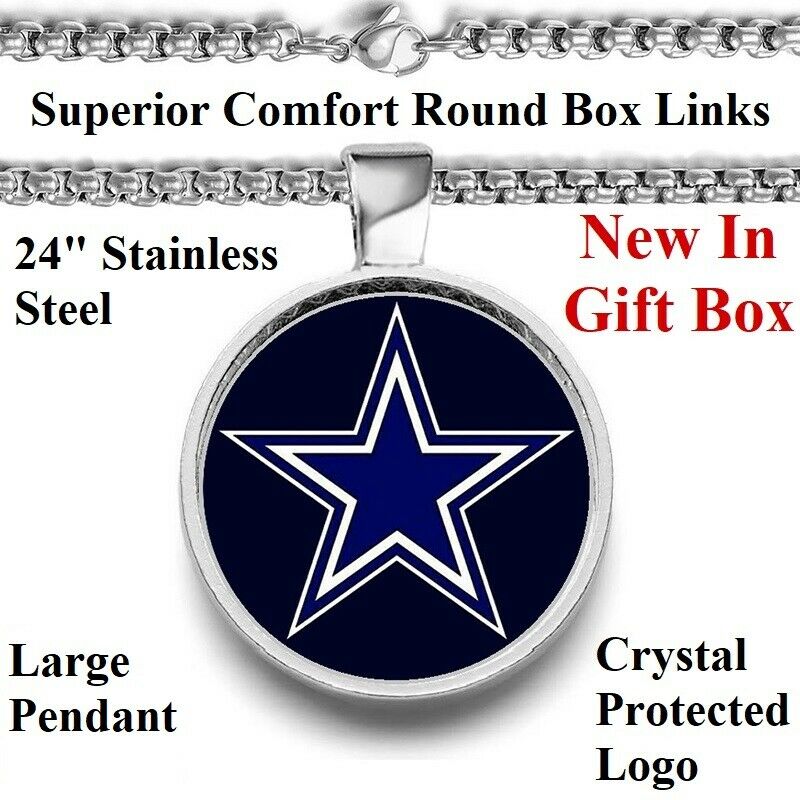 Large Dallas Cowboys Necklace Stainless Steel Chain Football Free Ship' D30