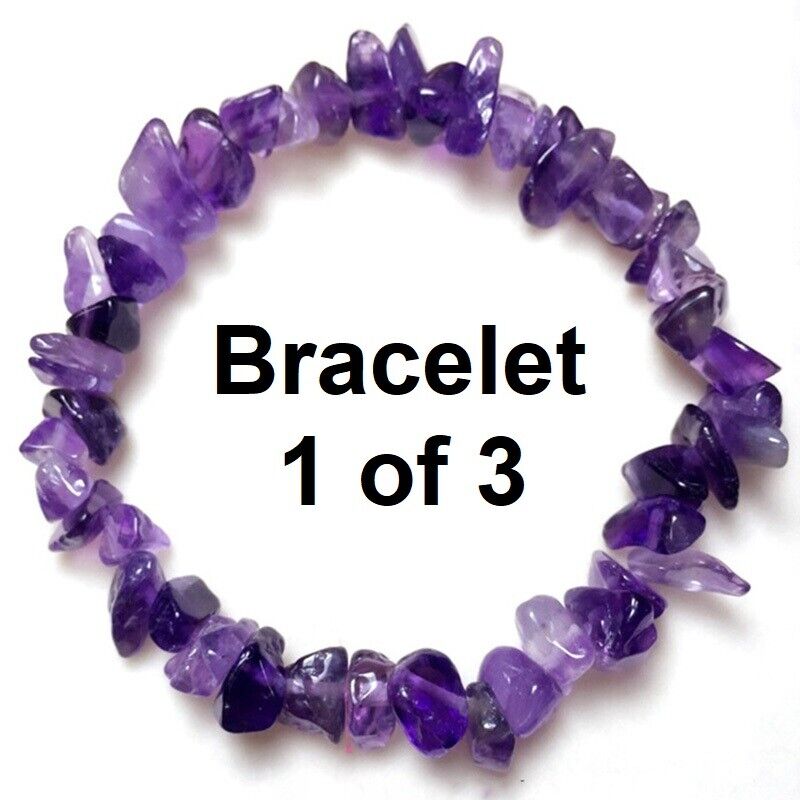 3 PcSet Natural Amethyst Lapis Lazuli Garnet Charm Beaded Women's Bracelets