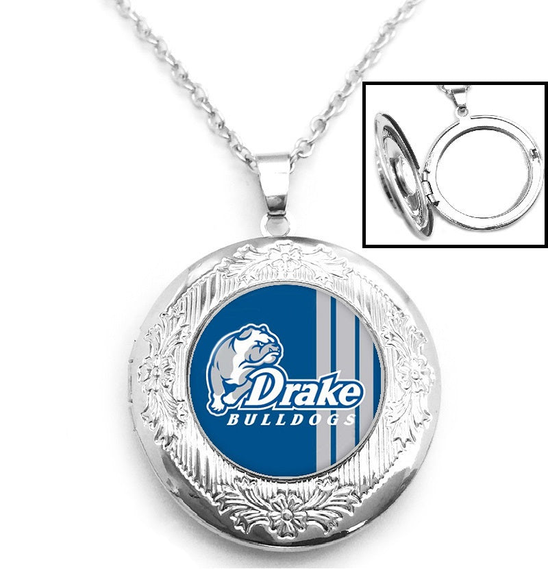 Drake Bulldogs Sterling Silver Link Chain Necklace With Locket Gift D16