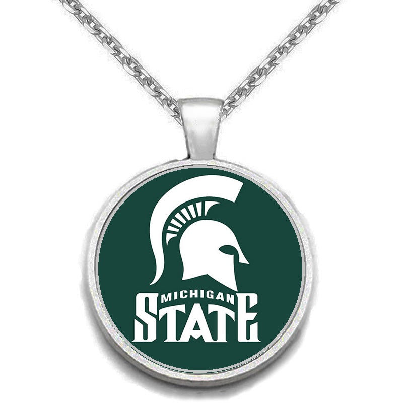 Michigan State Spartans Womens Mens 925 Sterling Link Necklace With Pendant A1
