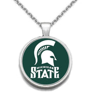 Michigan State Spartans Womens Mens 925 Sterling Link Necklace With Pendant A1