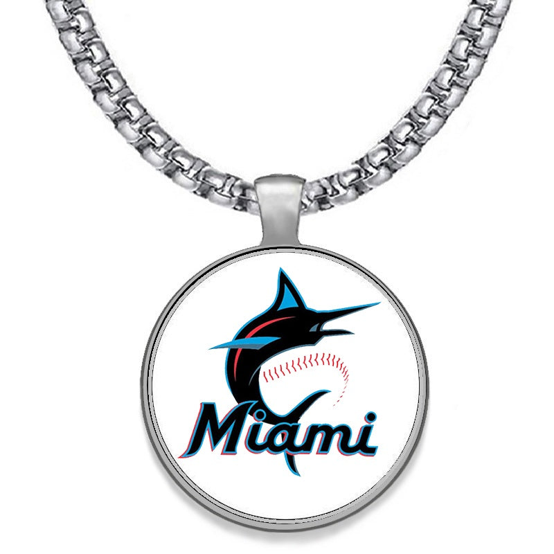 Large Miami Marlins Marlins Mens 24" Chain Pendant Necklace Free Ship' D30