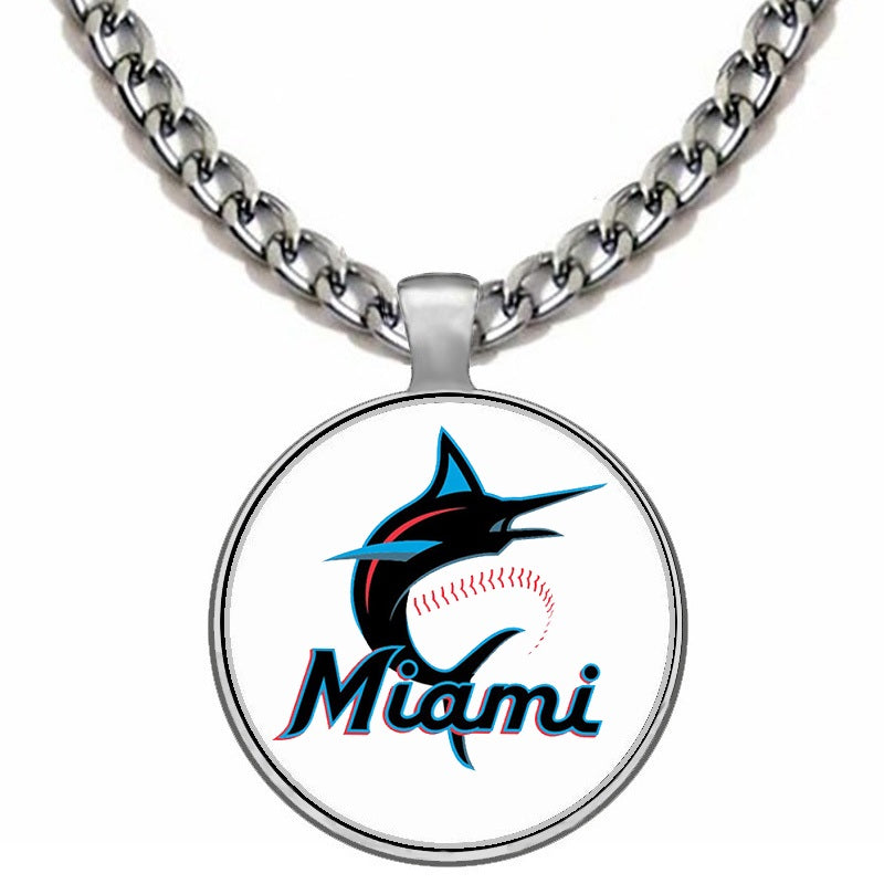Large Miami Marlins 24" Men's Stainless Steel Chain Necklace Free Ship' D5