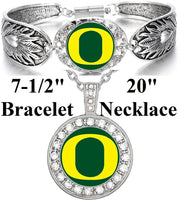 Oregon Ducks Womens Sterling Silver Necklace Bracelet Jewelry